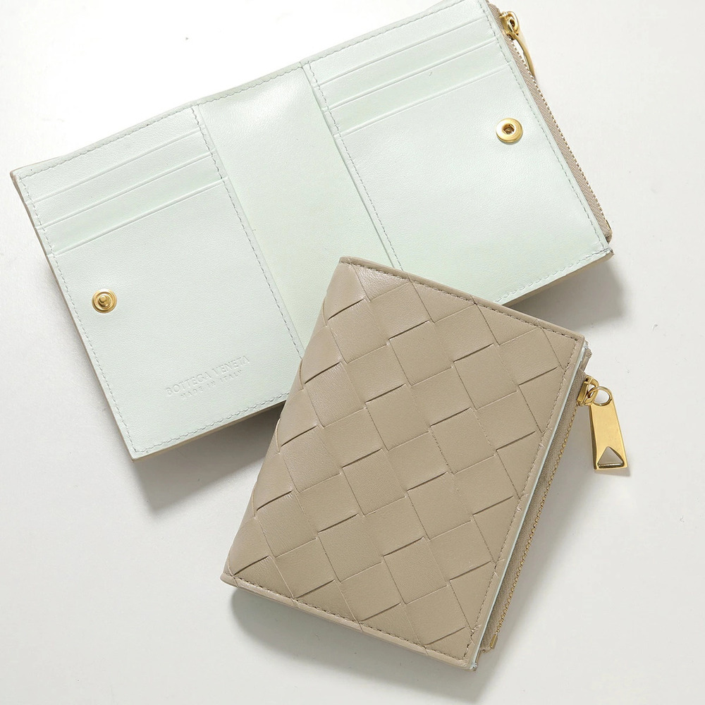 Bottega Veneta tone Intrecciato Wallet Leather Two fold Bi Black